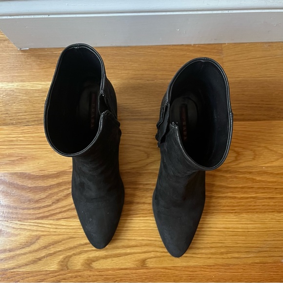 Prada Black Leather Heeled Ankle Boots - Picture 3 of 15